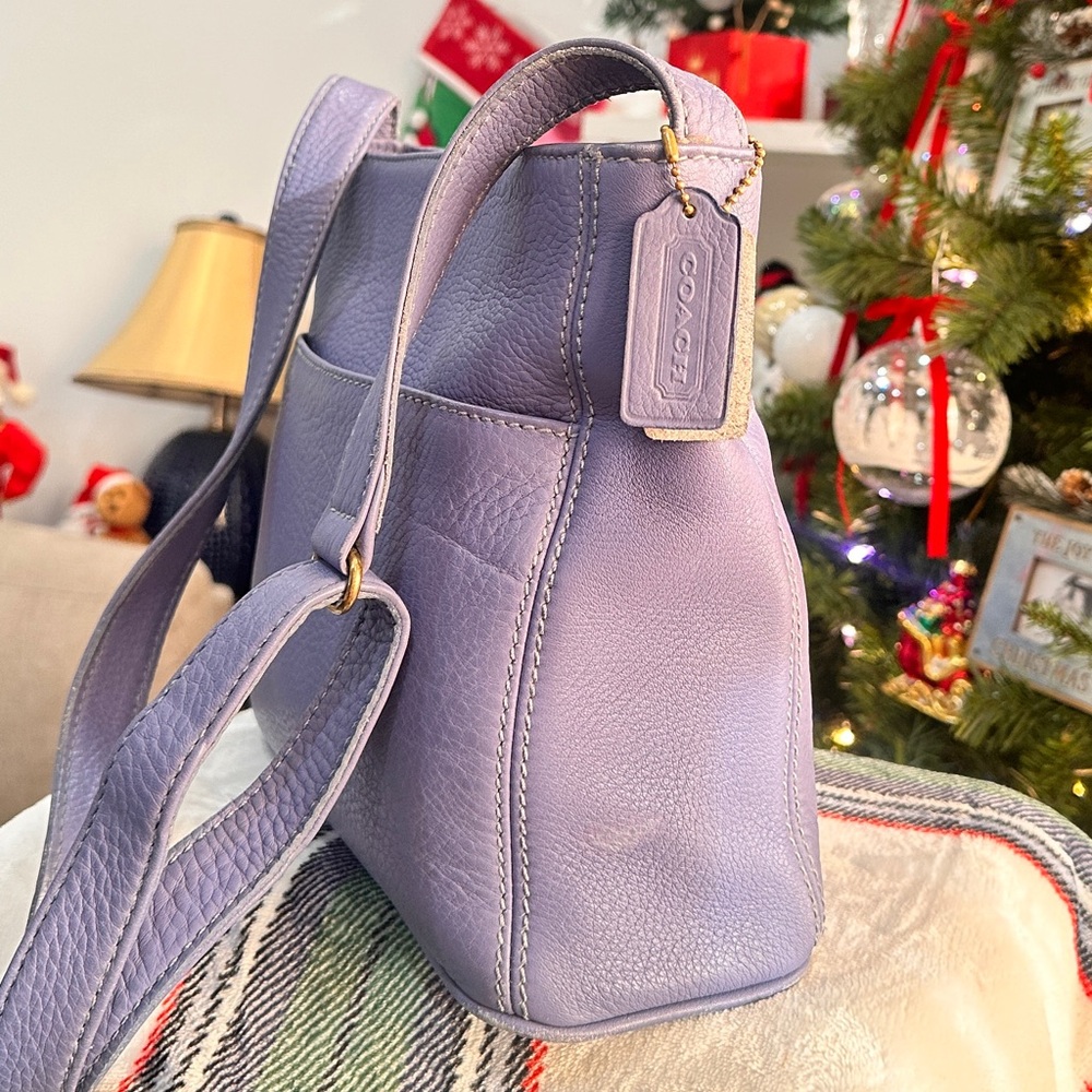 COACH Vintage Sonoma Pocket Zip Natural Grain Leather-Periwinkle - Picture 4 of 15